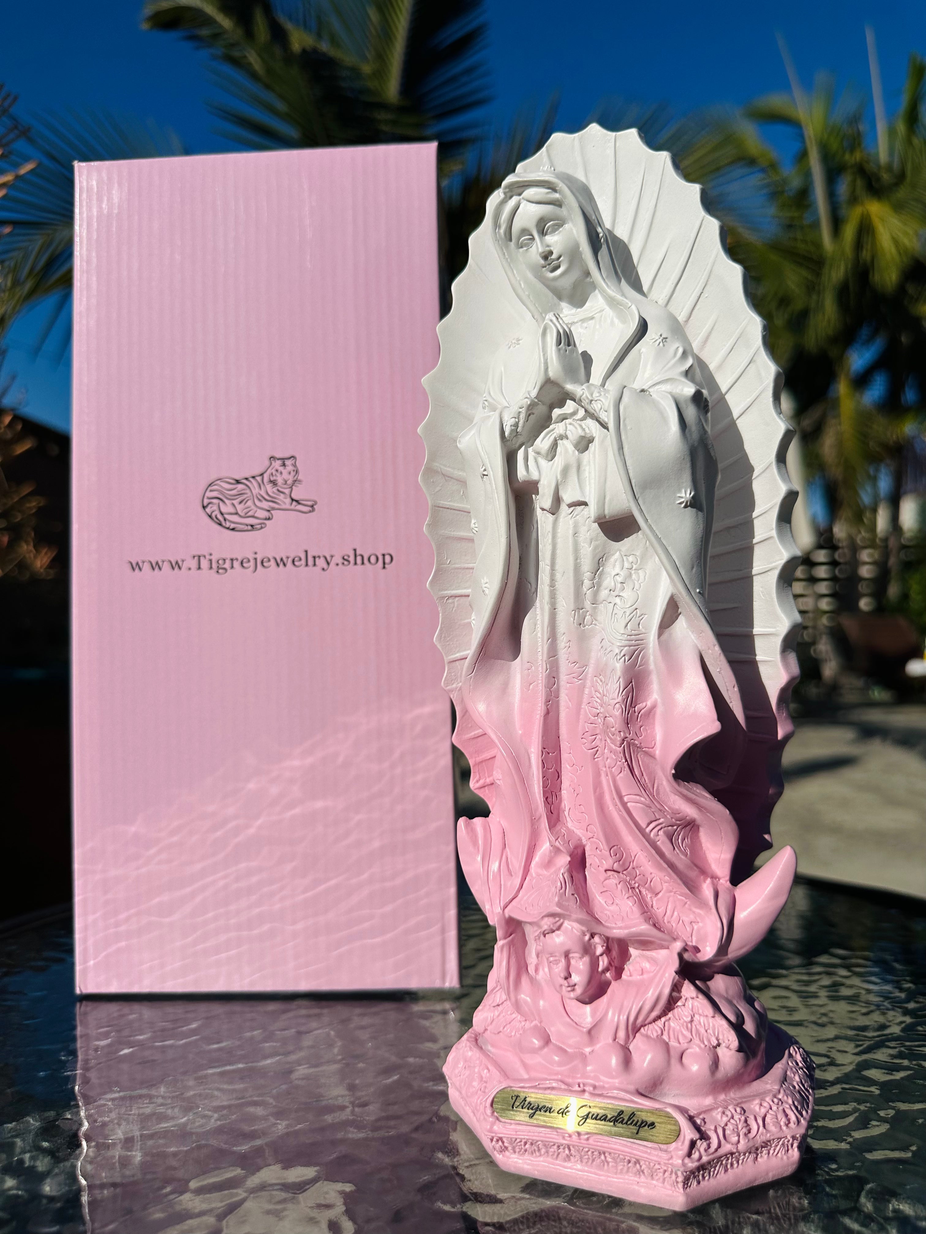 virgin mary in pink dress Pink Virgin Mary Statue Bedazzled Rhinestones Statue of Mary Decor Size Small