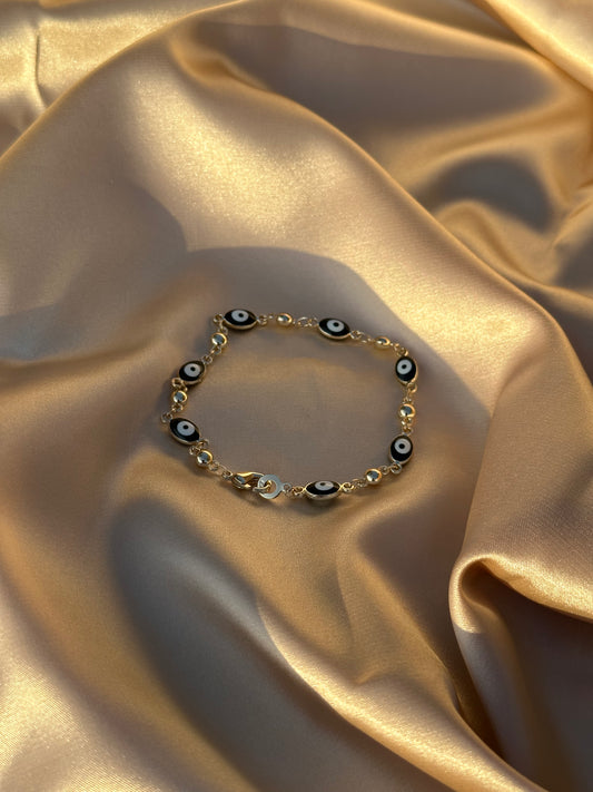 Black Oval Evil Eye Bracelet