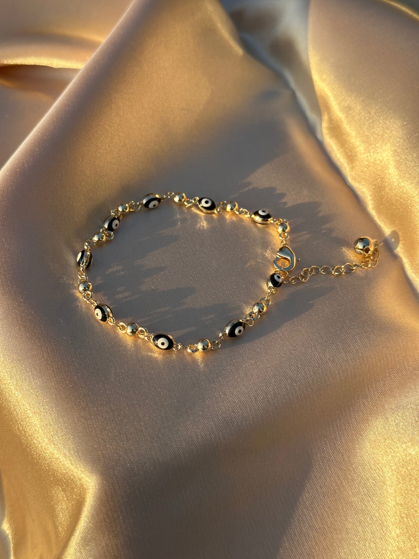 Black Oval Evil Eye Anklet