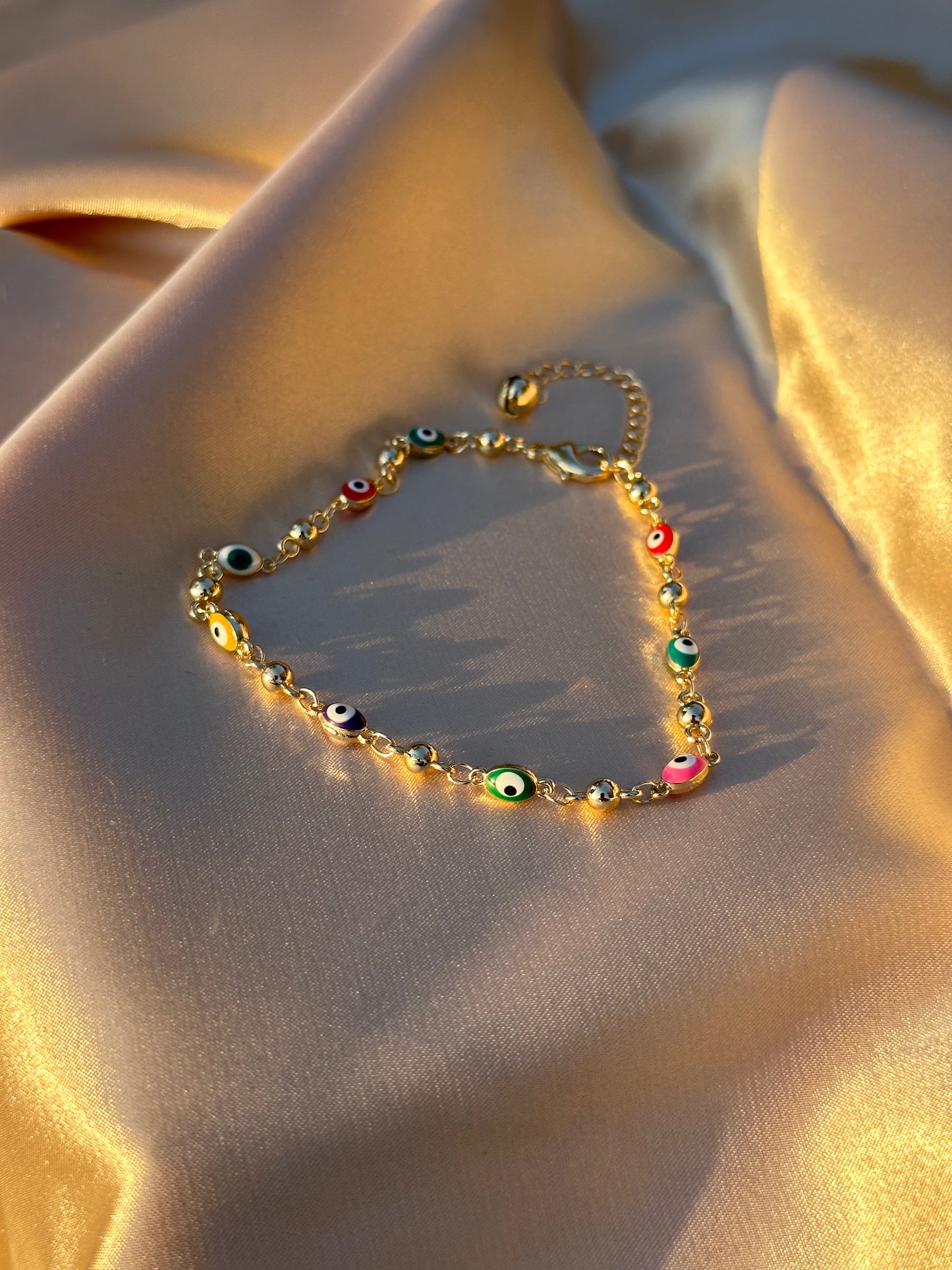 Multi Color Oval Evil Eye Anklet