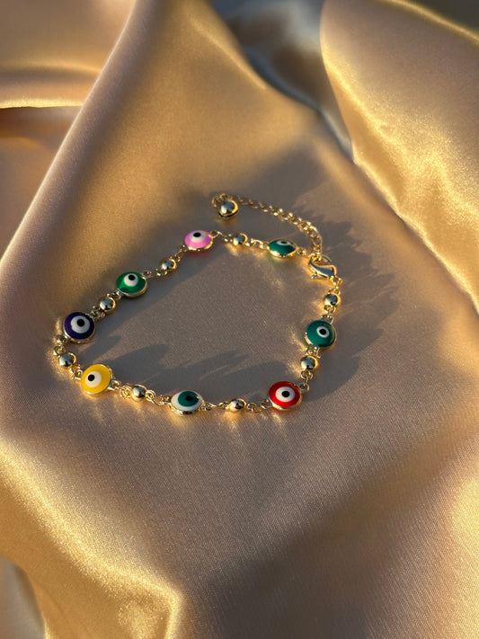 Multi-Color Evil Eye Anklet