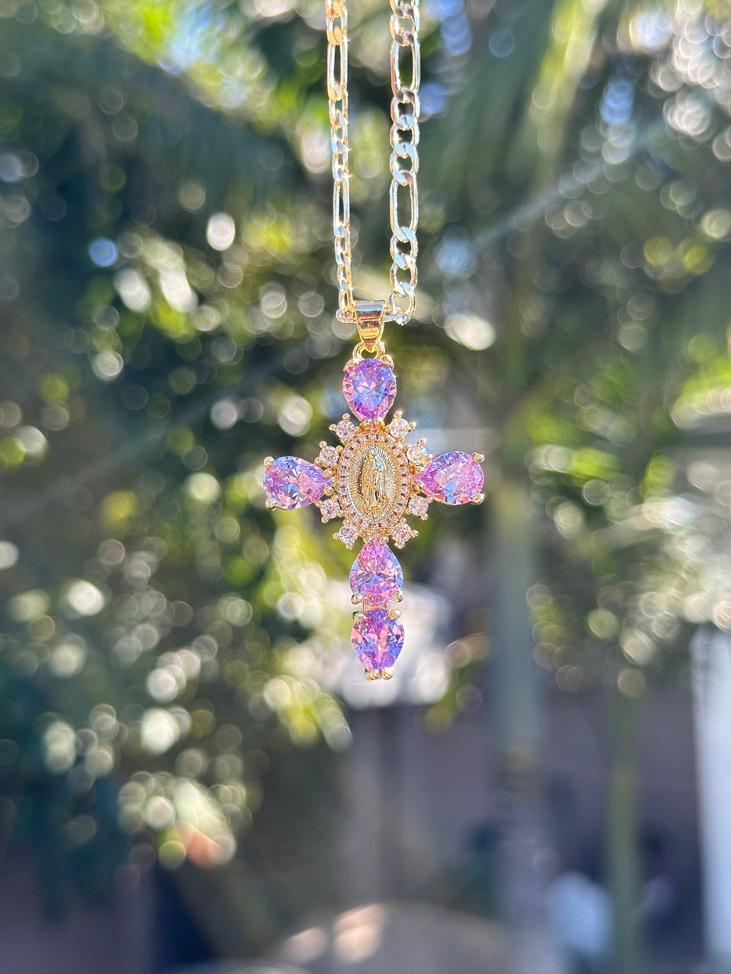 Sparkly Virgen Mary Cross