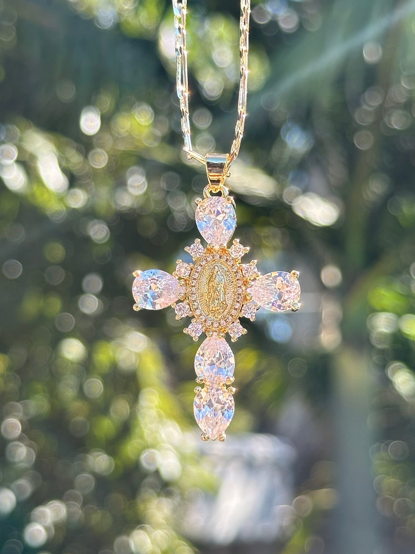 Sparkly Virgen Mary Cross