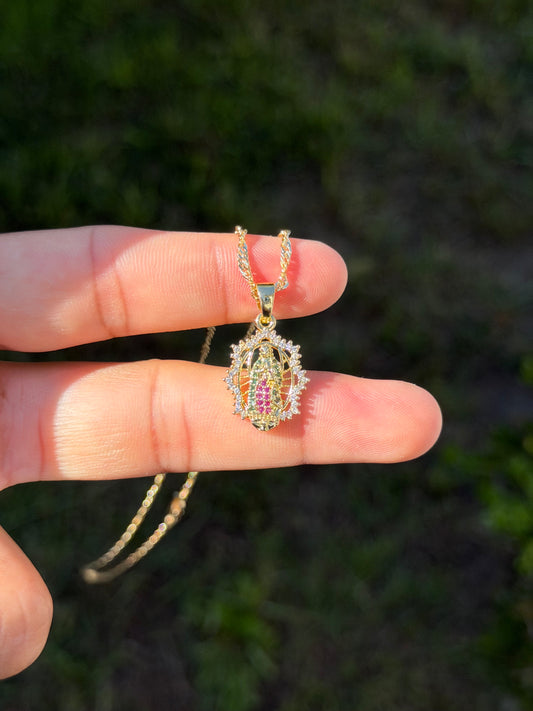 Dainty Gem Radiant Virgencita Necklace.
