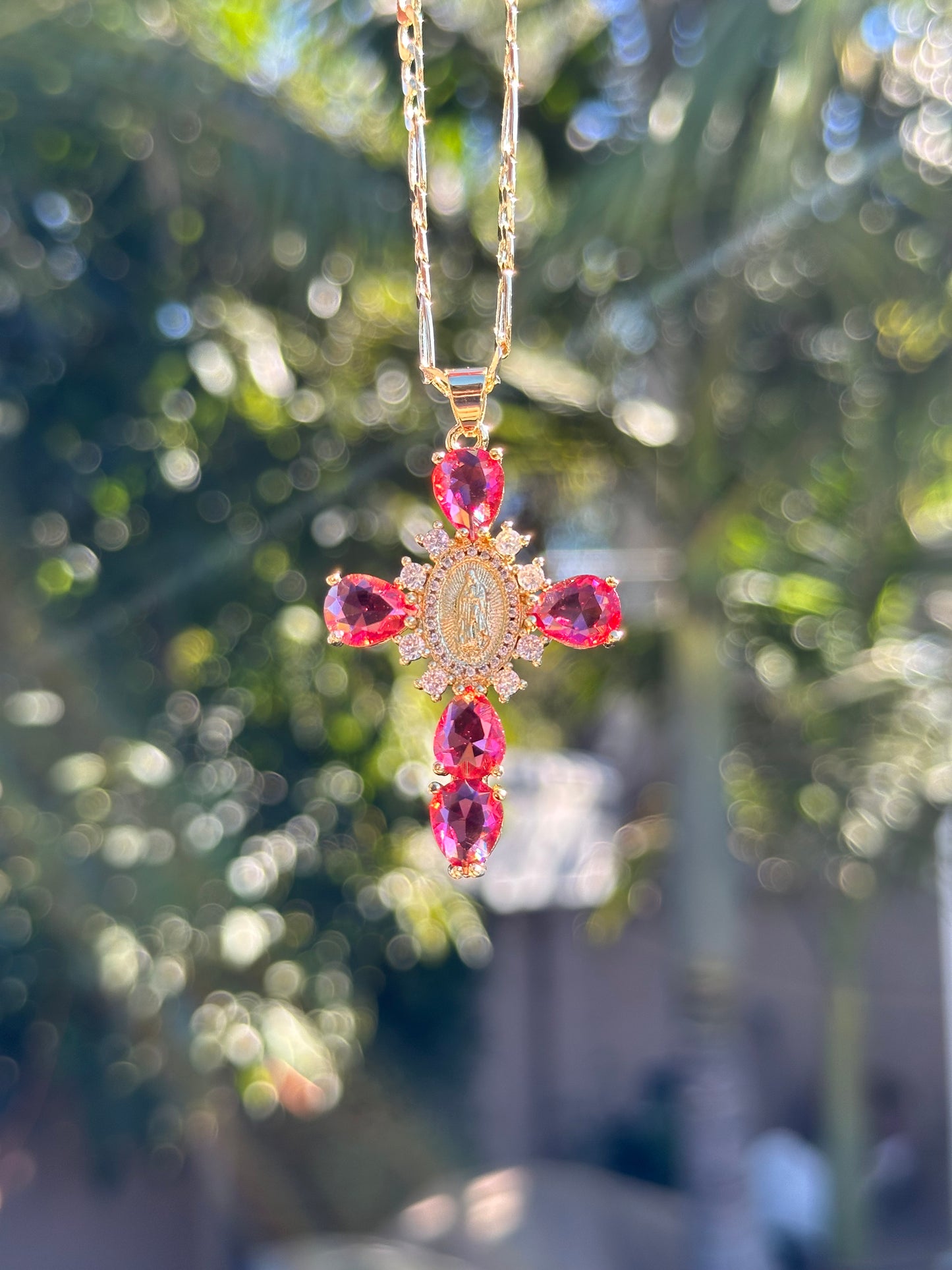 Sparkly Virgen Mary Cross