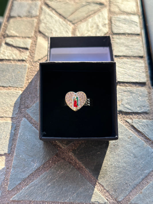 Heart Filled Virgen Mary Ring