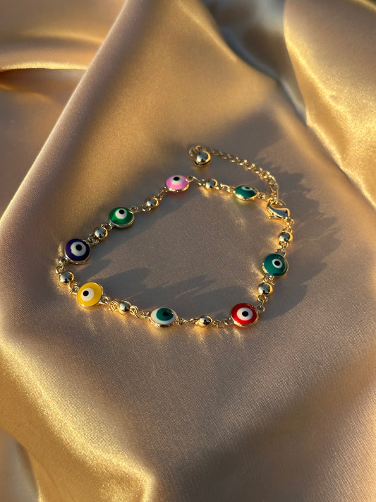 Multi-Color Evil Eye Anklet