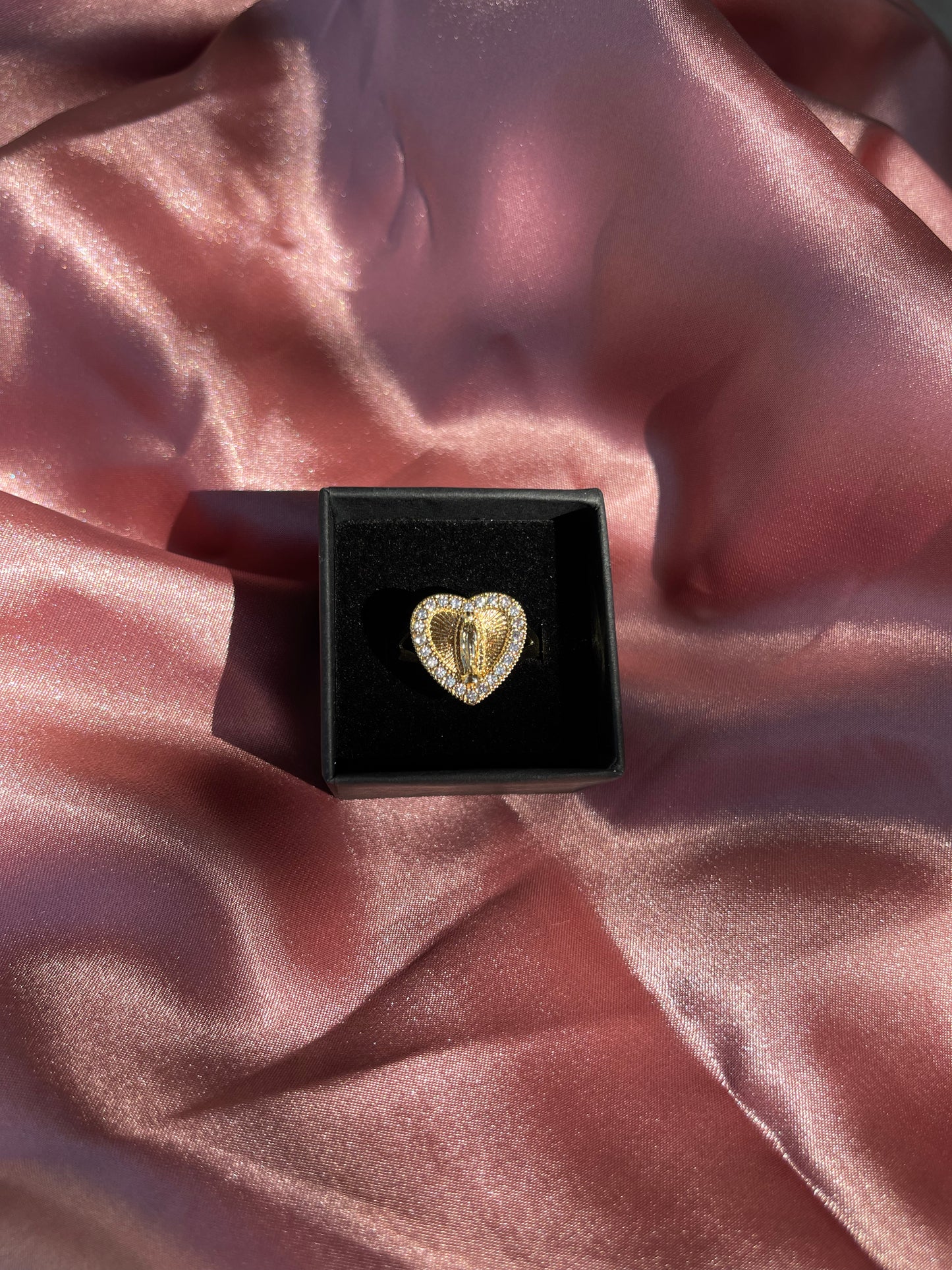 Crystal Heart of Mary Ring