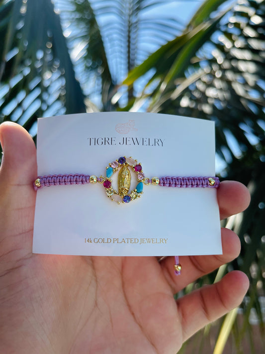 Multicolor Crystal Virgen Mary Bracelet